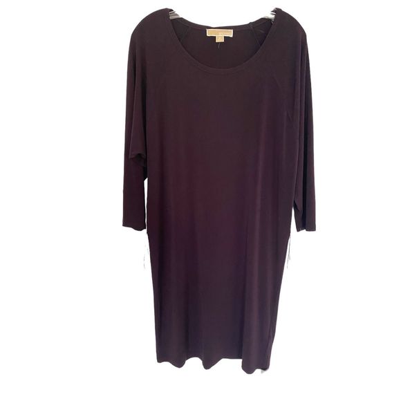 Michael Kors Dark Purple Belted Dress Sz M - Picture 1 of 8